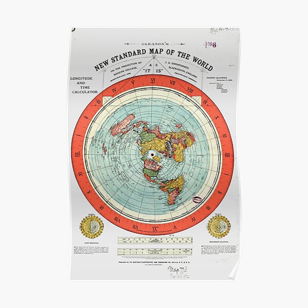Flat Earth - Alexander Gleason's New Standard Map Of The World 1892 (High Resolution Edition) Poster