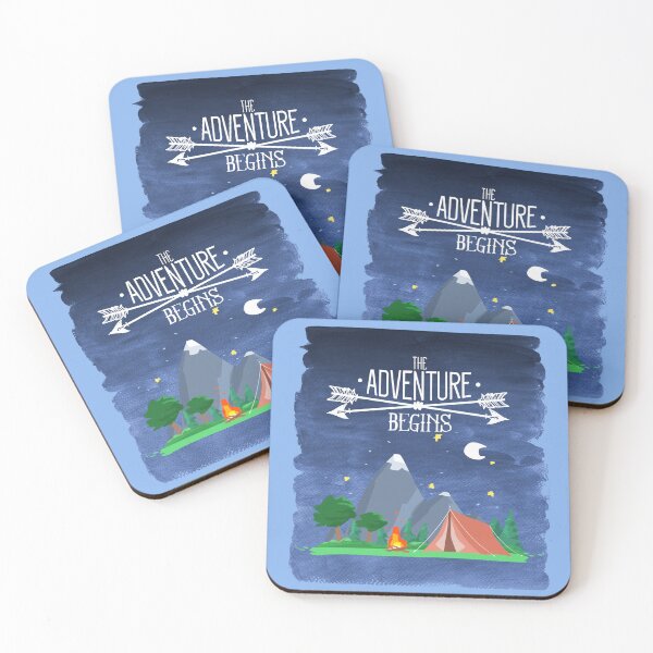 Item preview, The Adventure Begins Camping Trip in the Mountains, Tent Vacation designed and sold by PrintedKat.