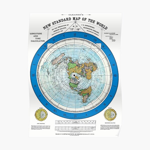 Flat Earth Gleasons Neue Standardkarte der Welt 1892 Poster