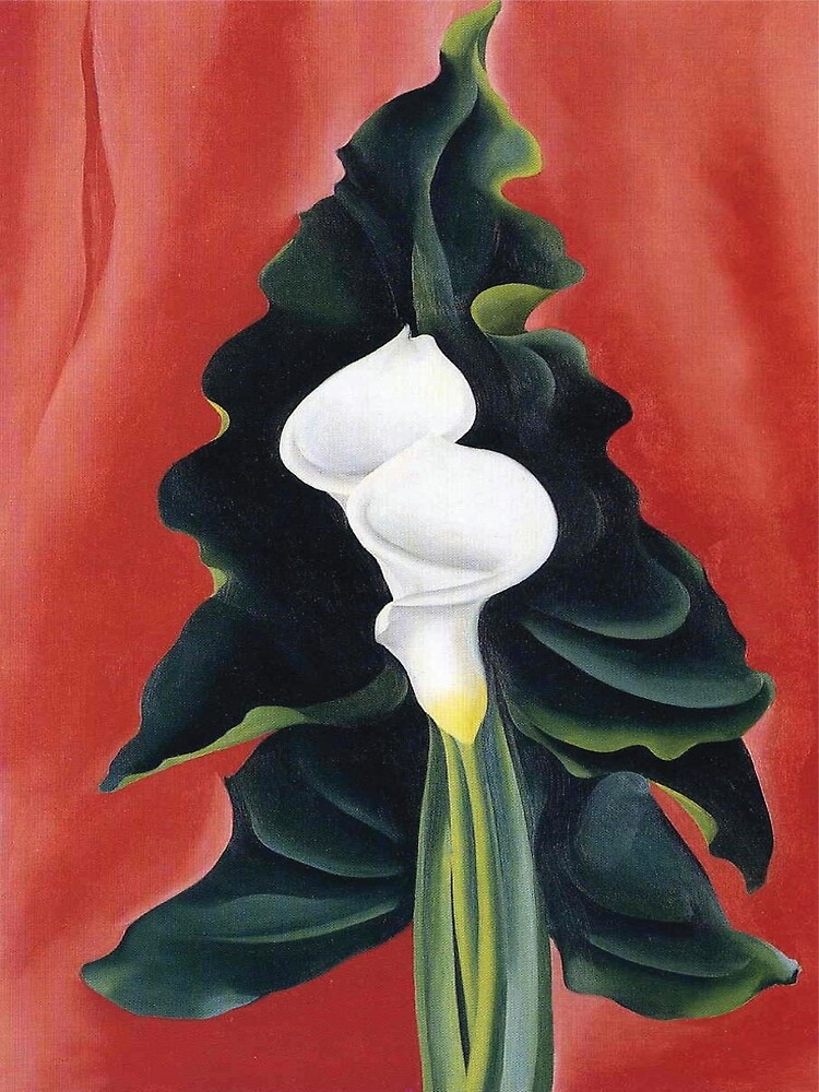 Disover Calla Lilies on Red - georgia okeeffe Premium Matte Vertical Poster