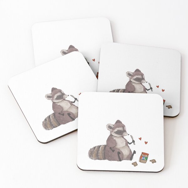 Item preview, Raccoon with Peanut Butter Toast designed and sold by catethebag.