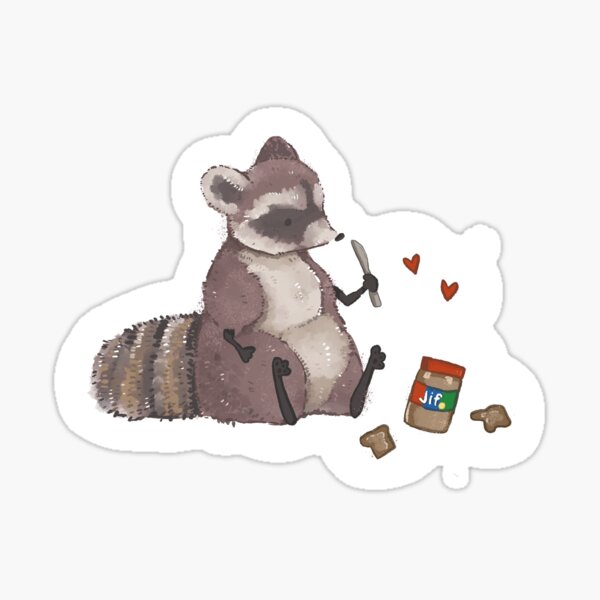 Raccoon with Peanut Butter Toast Sticker