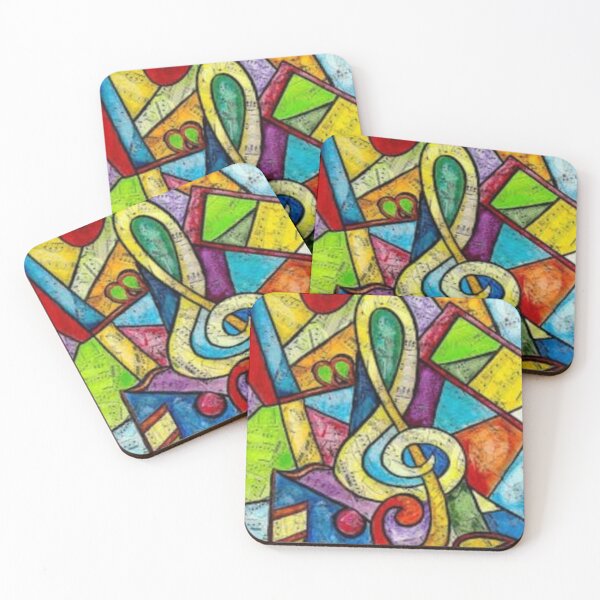 Item preview, Muli colored musical note symbol which has small music notes in the background  designed and sold by Arteartz.