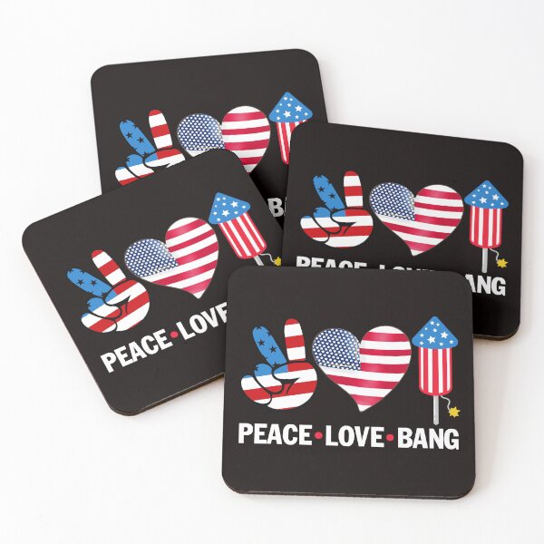 Item preview, Peace Love Bang Firework Heart American Flag 4th Of July designed and sold by Buyeseoshop.