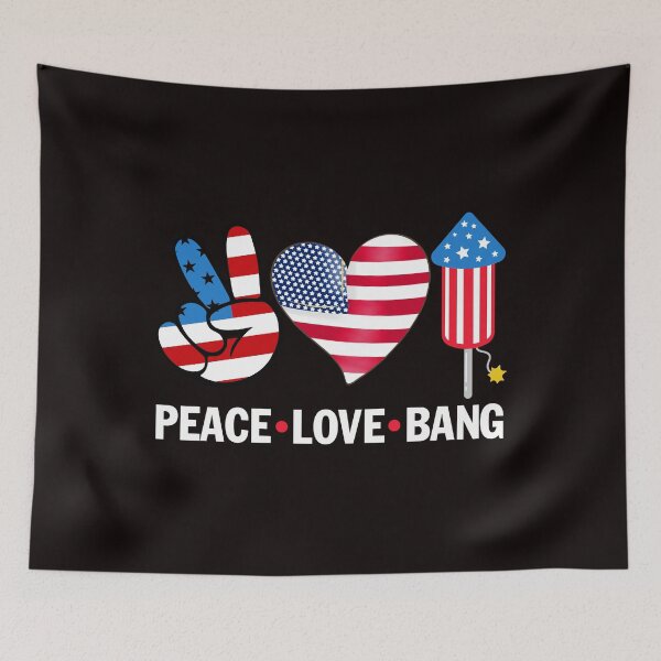 Item preview, Peace Love Bang Firework Heart American Flag 4th Of July designed and sold by Buyeseoshop.