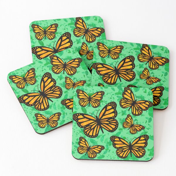 Item preview, Abstract Green and Orange Monarch Butterfly Pattern  designed and sold by ArtbyJanaye.