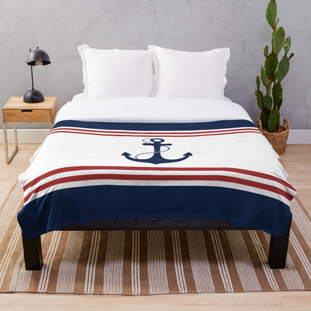 "Nautical Anchor" Throw Blanket for Sale by LizaPhoenix Redbubble