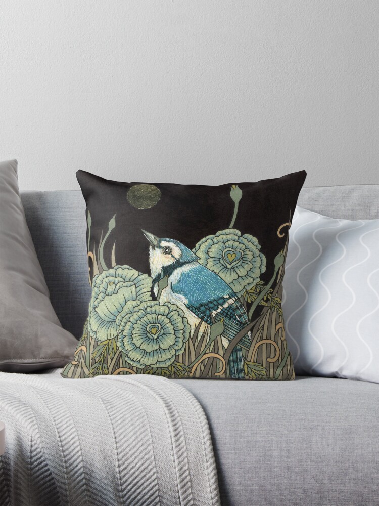 Thumbnail 1 of 4, Pillow, Blue Jay designed and sold by AnitaInverarity.