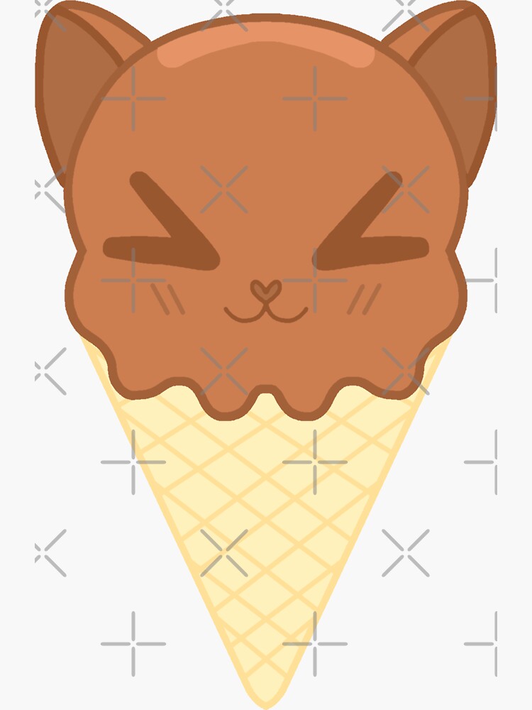 "Chocolate Ice Cream Cat" Sticker for Sale by RainyKitten Redbubble