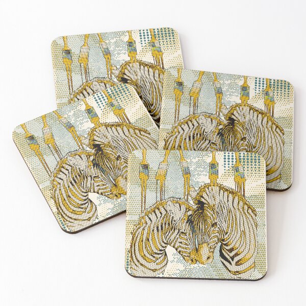 Item preview, Yellow zebras, Halftone, retro, vintage, typography pattern, paint fun, 80 s, 70 s designed and sold by Collagedream.