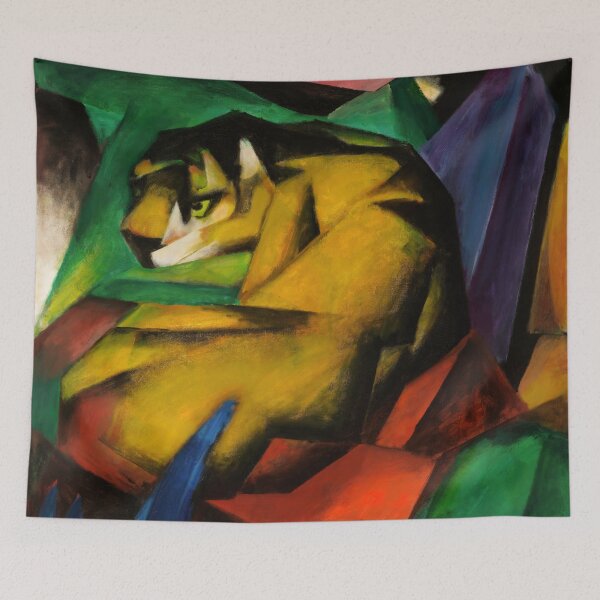 Item preview, Tiger Franz Marc Cubist Animal Painting designed and sold by VintageArchive.