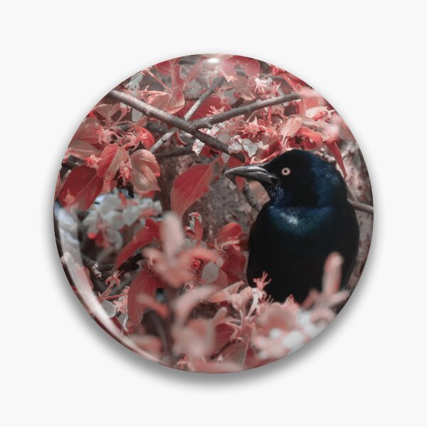 Item preview, Black Bird resting in a tree with pink and red leaves designed and sold by AlishaWatson.