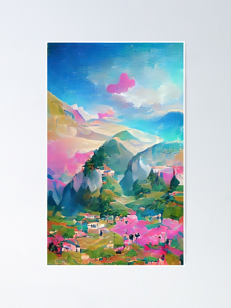 "Colorful candy land landscape art" Poster for Sale by ArtTale Redbubble