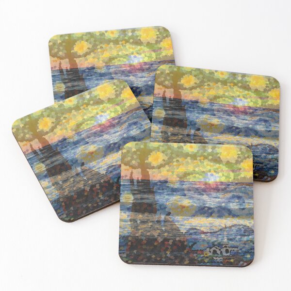 Item preview, Mixed Media: Sunset, seascape and oil painting Starry Night, photo and painting by Marina Daniluka designed and sold by MariDaniArt.