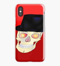 Skull with Top Hat on gradient red iPhone Case