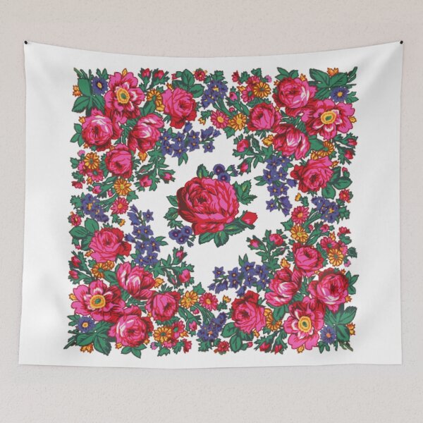 Item preview, White / Pink Tea Rose Native Floral Print designed and sold by JMWCD.