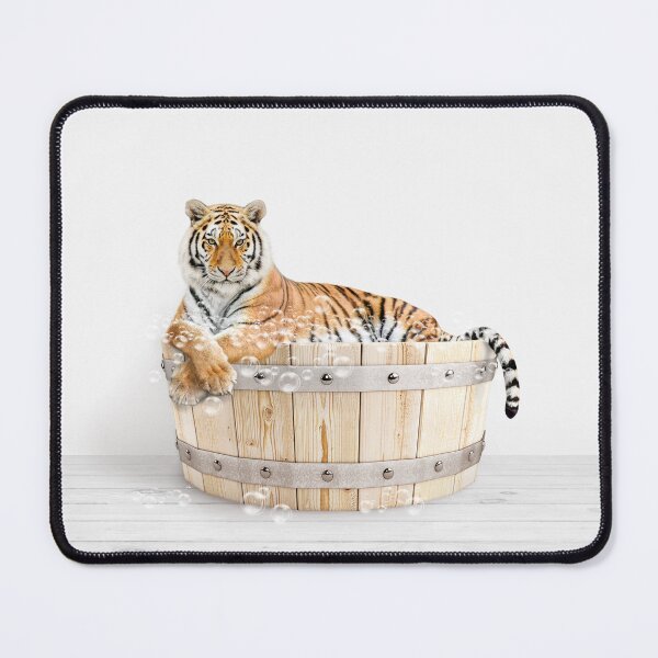 Item preview, Tiger in Wooden Bathtub Print, Tiger Bathing, Animals in Bathtub Art by Synplus designed and sold by synplus.