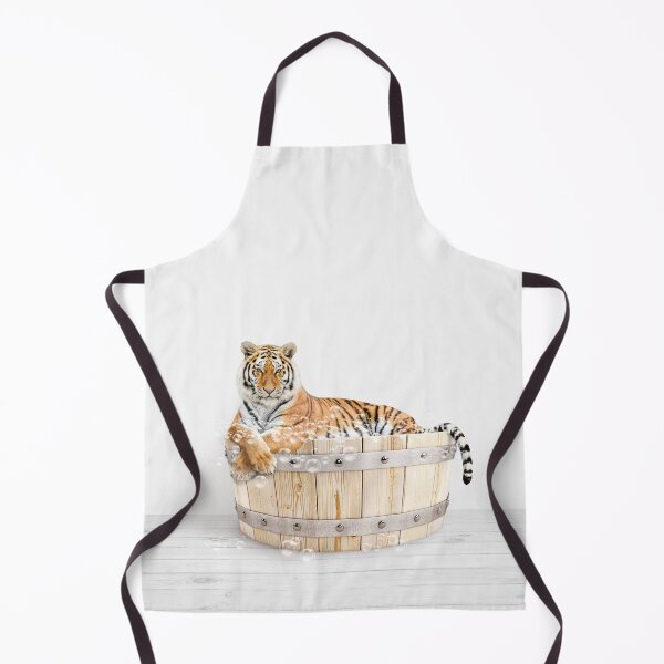 Item preview, Tiger in Wooden Bathtub Print, Tiger Bathing, Animals in Bathtub Art by Synplus designed and sold by synplus.