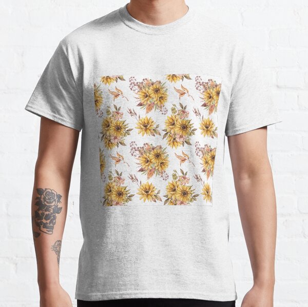 Watercolor sunflower bouquet illustration Classic T-Shirt