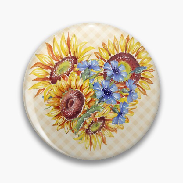Item preview, Watercolor sunflowers heart and gingham, cottagecore aesthetic collection 1 of 4 designed and sold by Orianah.