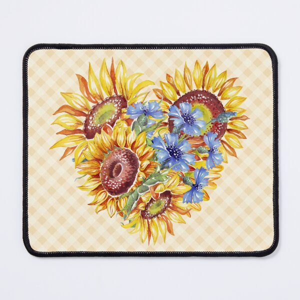 Item preview, Watercolor sunflowers heart and gingham, cottagecore aesthetic collection 1 of 4 designed and sold by Orianah.