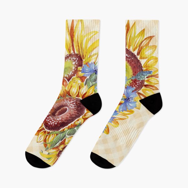 Item preview, Watercolor sunflowers heart and gingham, cottagecore aesthetic collection 1 of 4 designed and sold by Orianah.
