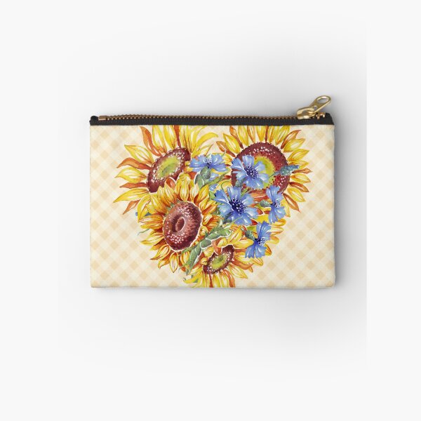 Item preview, Watercolor sunflowers heart and gingham, cottagecore aesthetic collection 1 of 4 designed and sold by Orianah.
