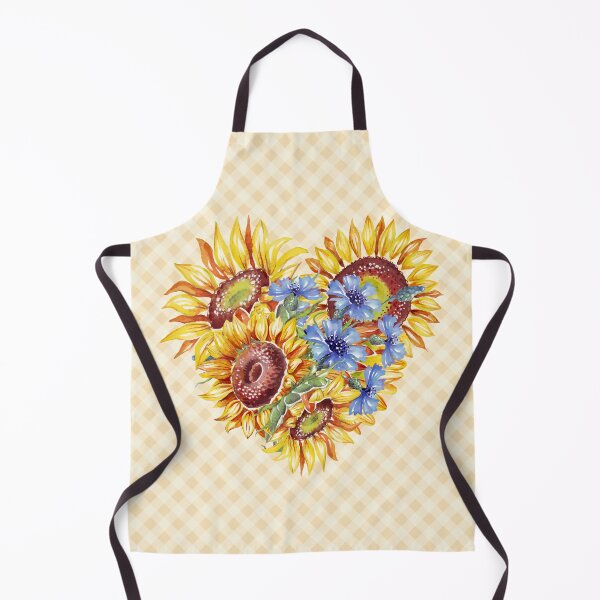 Item preview, Watercolor sunflowers heart and gingham, cottagecore aesthetic collection 1 of 4 designed and sold by Orianah.