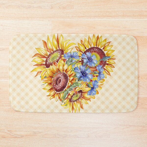 Item preview, Watercolor sunflowers heart and gingham, cottagecore aesthetic collection 1 of 4 designed and sold by Orianah.