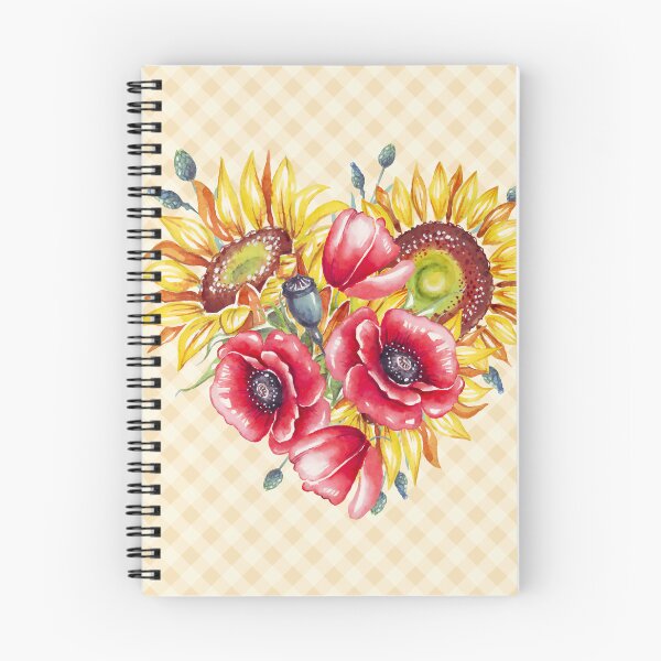 Item preview, Watercolor sunflowers and poppies heart, and gingham, cottagecore aesthetic collection 2 of 4 designed and sold by Orianah.