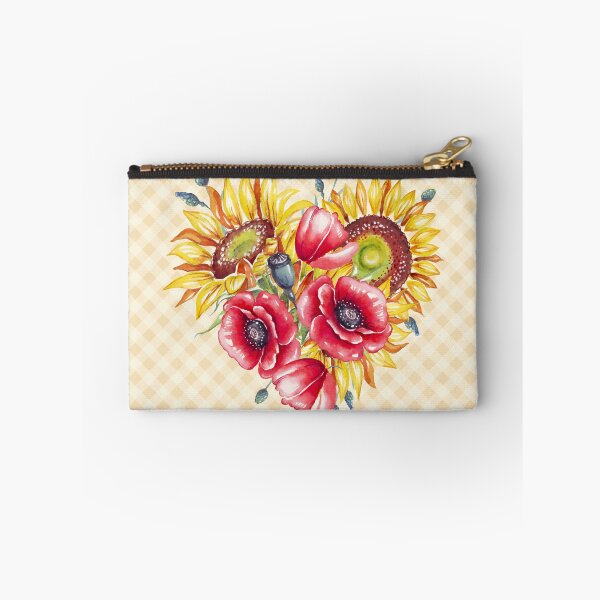 Item preview, Watercolor sunflowers and poppies heart, and gingham, cottagecore aesthetic collection 2 of 4 designed and sold by Orianah.