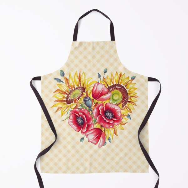 Item preview, Watercolor sunflowers and poppies heart, and gingham, cottagecore aesthetic collection 2 of 4 designed and sold by Orianah.