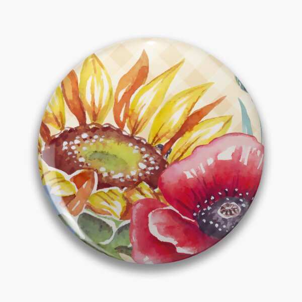 Item preview, Watercolor sunflowers and poppies, gingham, cottagecore aesthetic collection 3 of 4 designed and sold by Orianah.