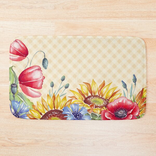 Item preview, Watercolor sunflowers and poppies, gingham, cottagecore aesthetic collection 3 of 4 designed and sold by Orianah.