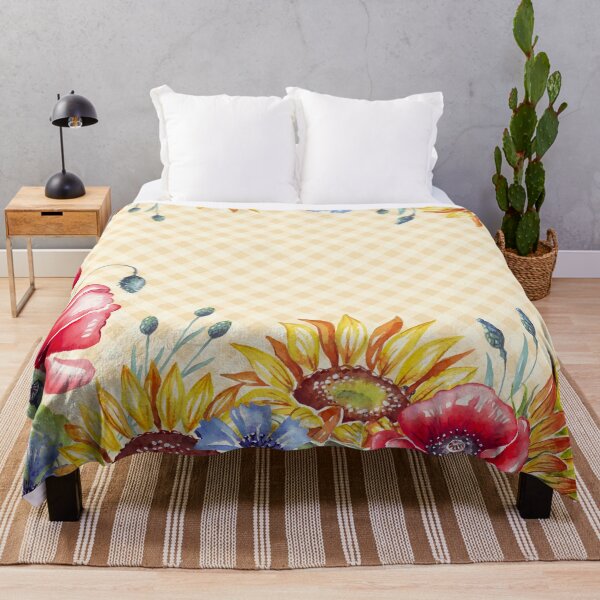 Item preview, Watercolor sunflowers and poppies, gingham, cottagecore aesthetic collection 3 of 4 designed and sold by Orianah.