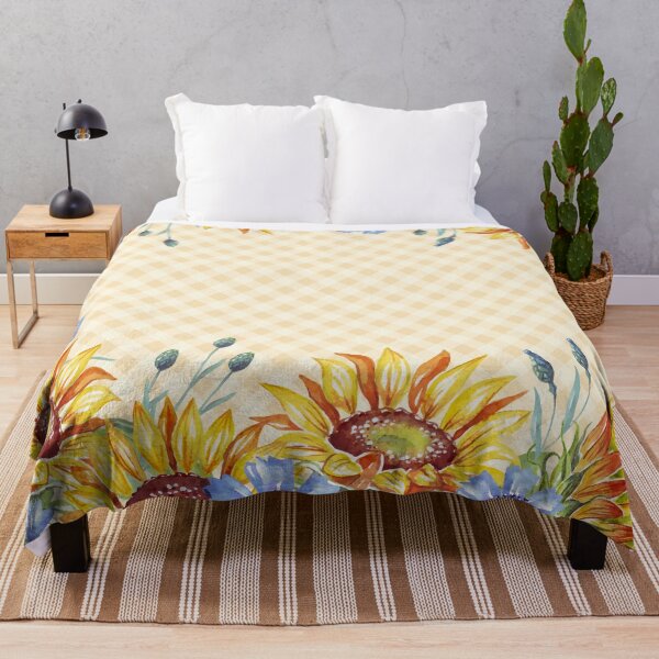 Item preview, Watercolor sunflowers and gingham, cottagecore aesthetic collection 4 of 4 designed and sold by Orianah.