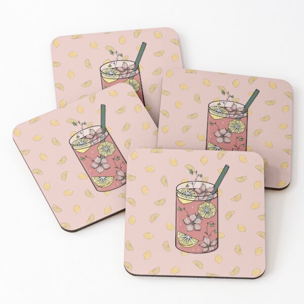 Item preview, Floral Pink Lemonade Drink designed and sold by ArtByRahma.