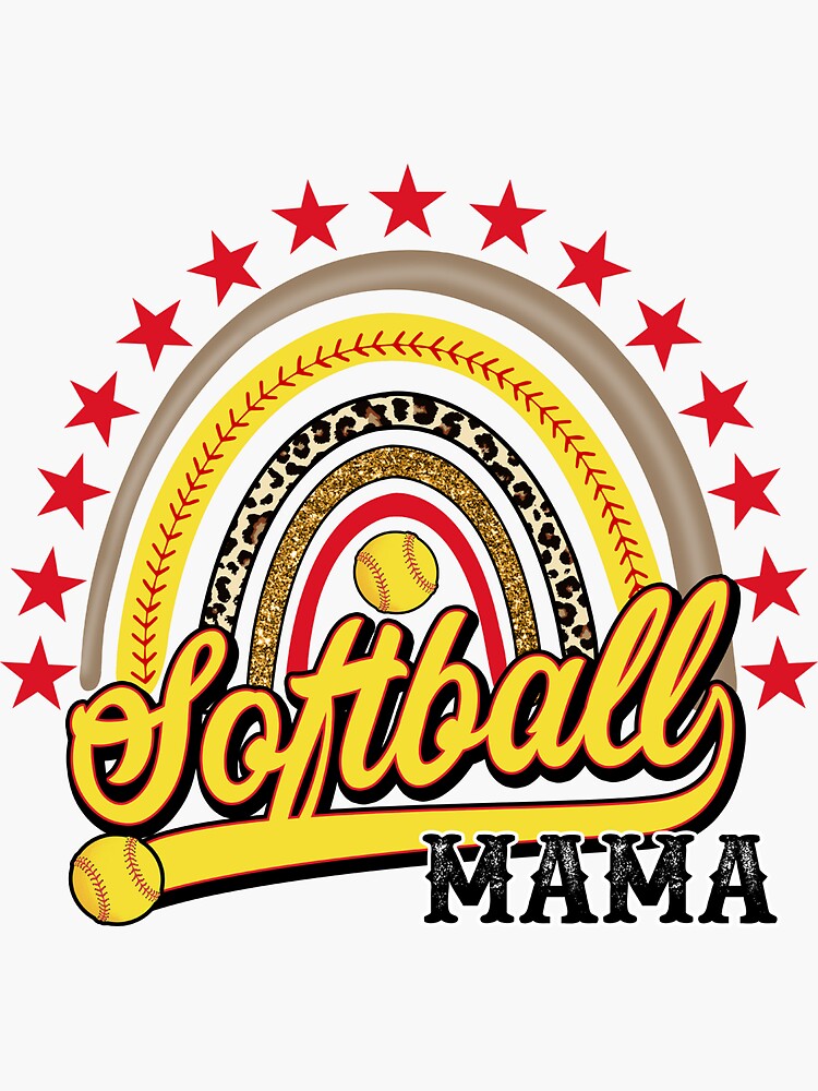 "Softball Mama Fastpitch Softball Mom Rainbow Stars " Sticker for Sale