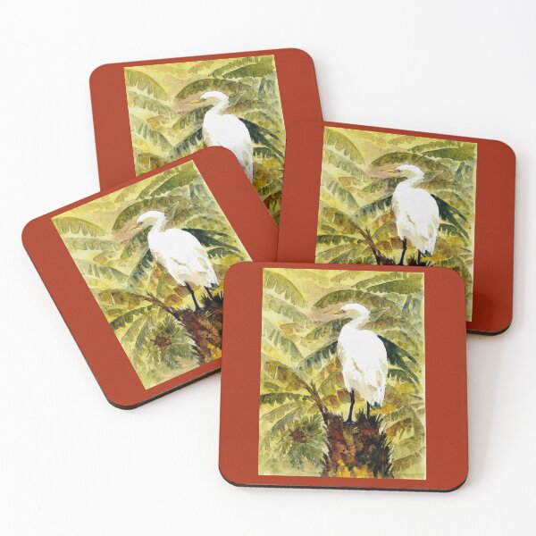 Item preview, White Egret Standing On A Stump Hiding In Tropical Plants designed and sold by DonSylvester.
