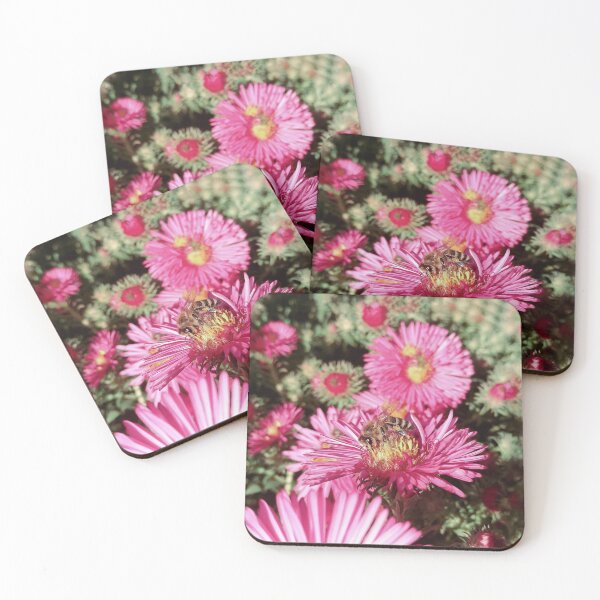 Item preview, Bee on Garden Pink Flower Vintage Photography designed and sold by katiamelnik.
