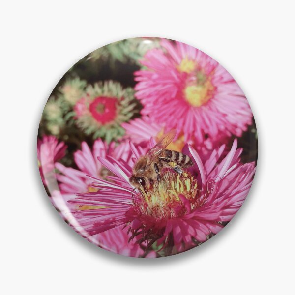 Item preview, Bee on Garden Pink Flower Vintage Photography designed and sold by katiamelnik.