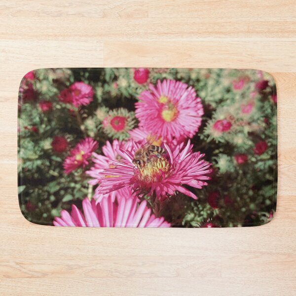 Item preview, Bee on Garden Pink Flower Vintage Photography designed and sold by katiamelnik.