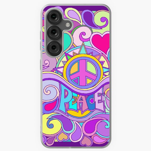 Vista previa del artículo con la obra «Arte psicodélico hippy retro de la paz», diseñado y vendido por Alondra.