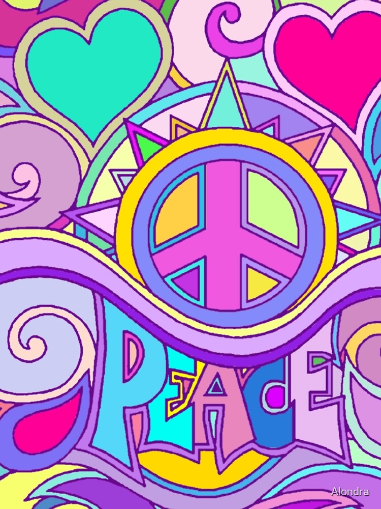 Psychedelic Hippy Retro Peace Art by Alondra