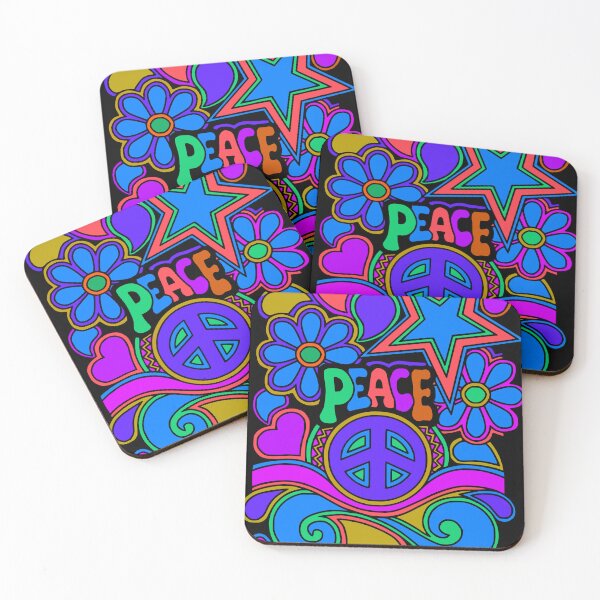 Item preview, Peace and Love Flowers and Stars Hippie Design designed and sold by Alondra.