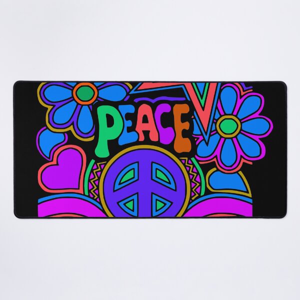 Peace and Love Flowers and Stars Hippie Design