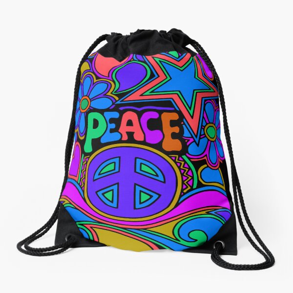 Item preview, Peace and Love Flowers and Stars Hippie Design designed and sold by Alondra.