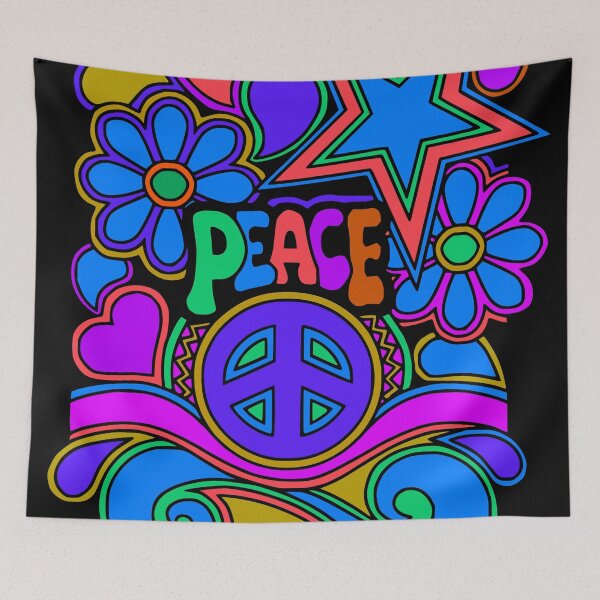 Item preview, Peace and Love Flowers and Stars Hippie Design designed and sold by Alondra.
