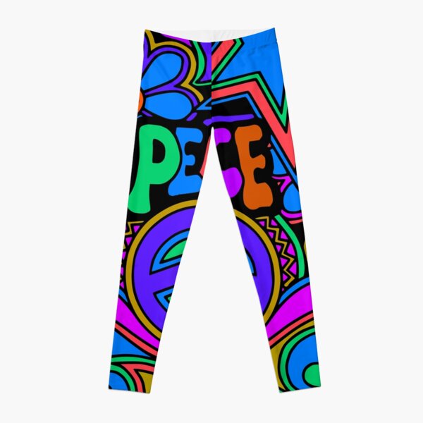 Peace and Love Flowers and Stars Hippie Design Leggings for Sale by Alondra