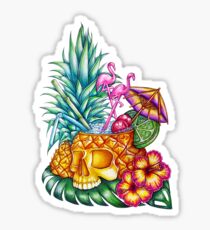 skull tiki cocktail Sticker